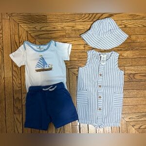 Caribbean Joe Kids Blue and White Striped Outfit Set